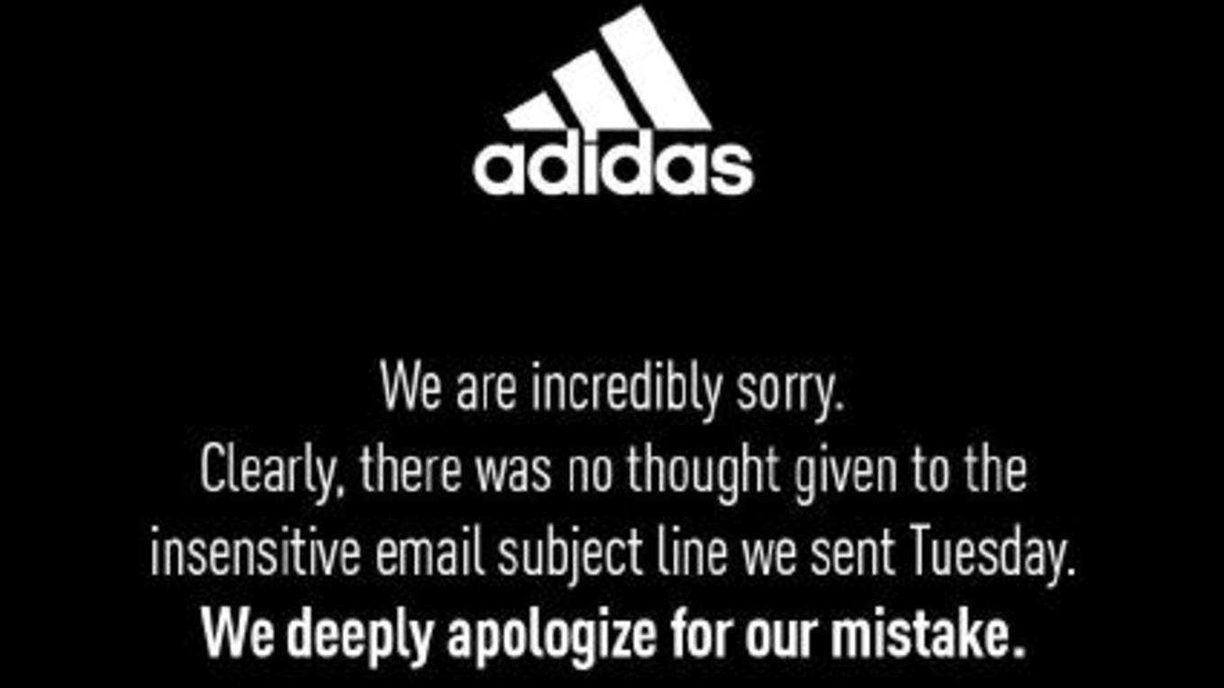 Mit dieser Twitter-Entschuldigung für die "unsensible Email" versuchte Adidas, die Wogen zu glätten.
