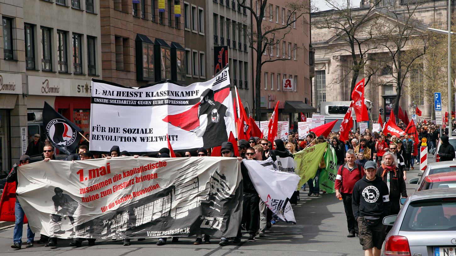 Am 1. Mai finden auch in Nürnberg traditionell zahlreiche Demonstrationen statt.