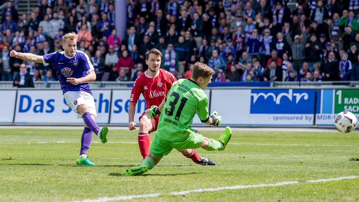 Pascal Köpke, Sohn des ehemaligen Club-Keepers, traf beim Sieg von Erzgebirge Aue zum zwischenzeitlichen 3:0.