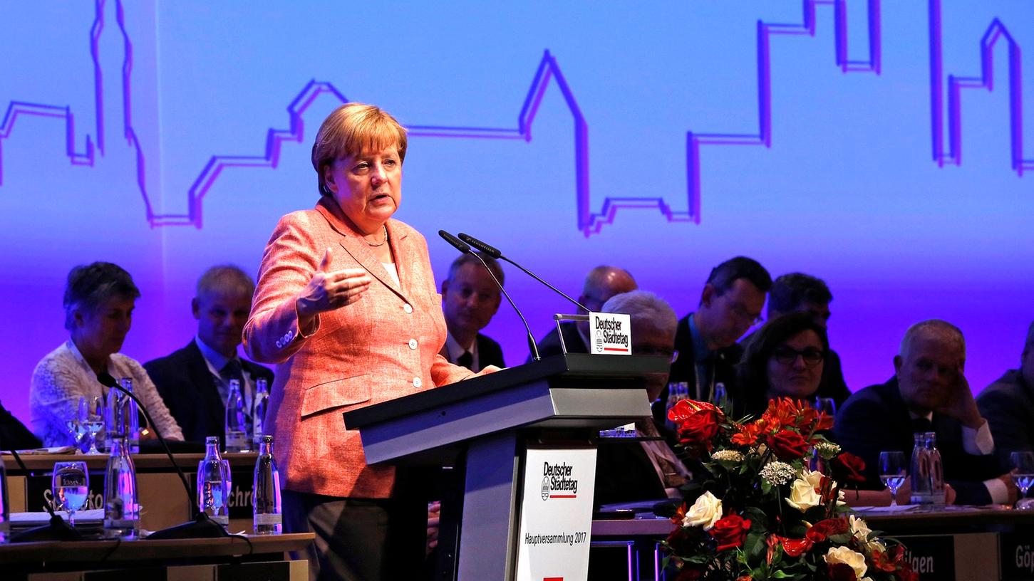 Angela Merkel gab sich bei ihrer Rede auf der Konferenz des Deutschen Städtetags gut gelaunt.