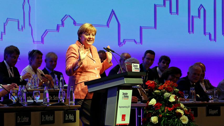 Deutscher Städtetag im Mai 2017: Bei der Hauptversammlung stand auch Bundeskanzlerin Angela Merkel in Nürnberg hinter dem Rednerpult.