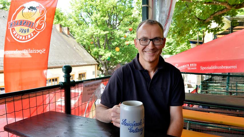 Der Kellerwirt, Christoph Gewalt, ist Diplom-Braumeister, der Schwerpunkt an seinem Keller liegt freilich auf dem Bier. 