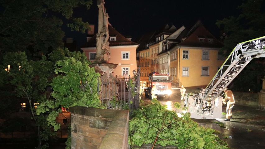 Bei Unwetter: Ast zerstört steinerne Statue in Bamberg
