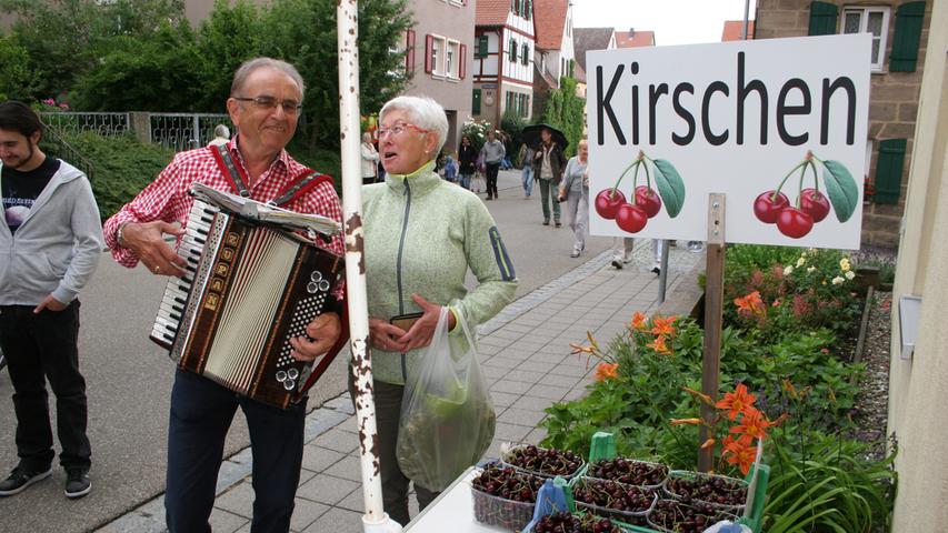 Heinz Nüßlein sorgte am Akkordeon für stimmungsvolles Flanieren an der Kirschenmeile.