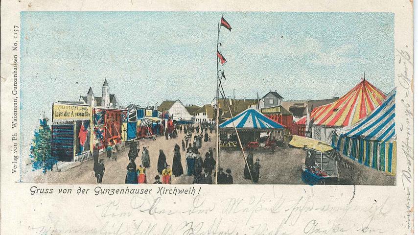 Diese kolorierte Postkarte aus dem Jahr 1899 vermittelt einen schönen Eindruck vom Vergnügungspark auf dem Schießwasen.