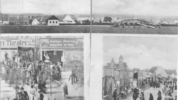 Eine wichtige Quelle beim Blick in die Geschichte sind alte Postkarten. Diese stammt aus dem Jahr 1914 und zeigt sowohl den Reitsteg als auch Motive vom Schießwasen.