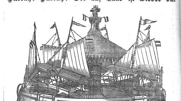 Eine ganze Dampfflotille traf 1887 zur Kirchweih auf dem Schießwasen in Gunzenhausen ein.