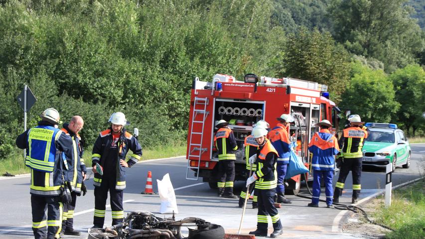 Unkenntnis der Strecke führt zu Motorradbrand bei Drügendorf