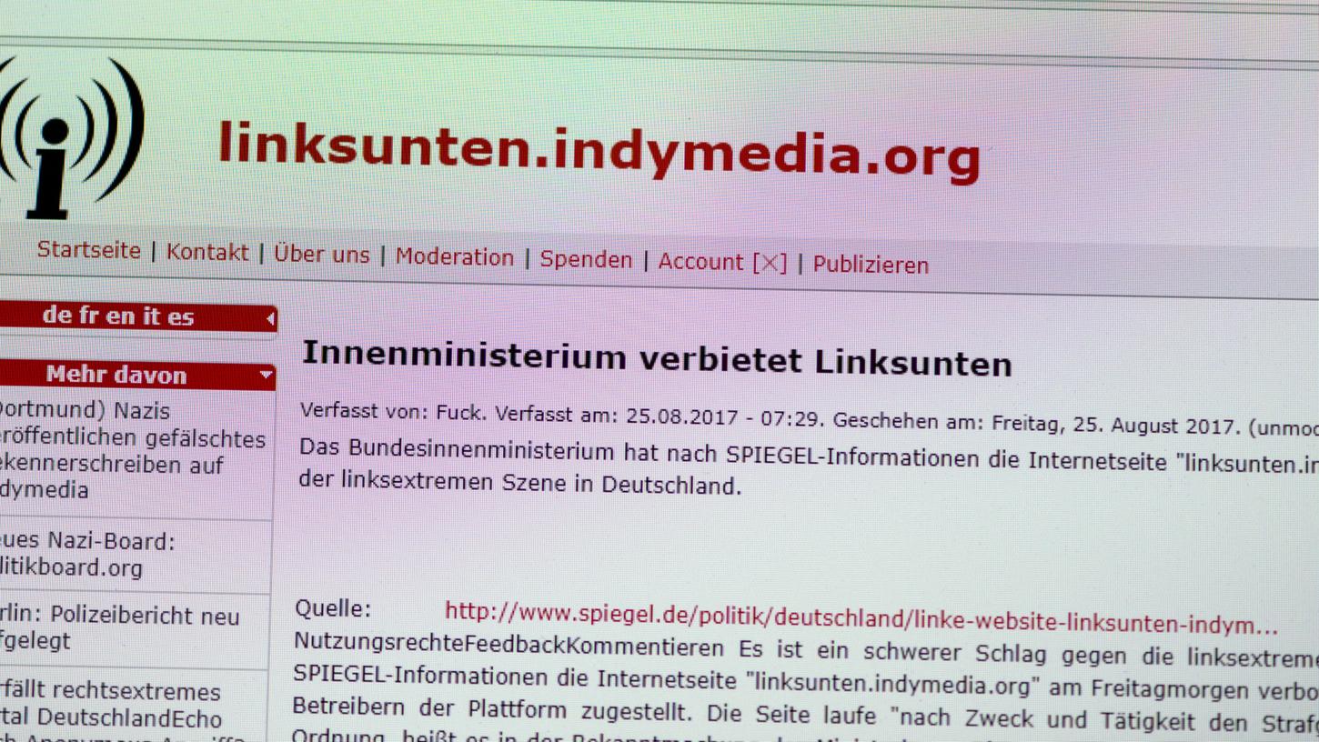 Am Freitagmorgen hatte das Innenministerium die wohl wichtigste Internetplattform der linksextremen Szene "linksunten.indymedia.org" verboten.