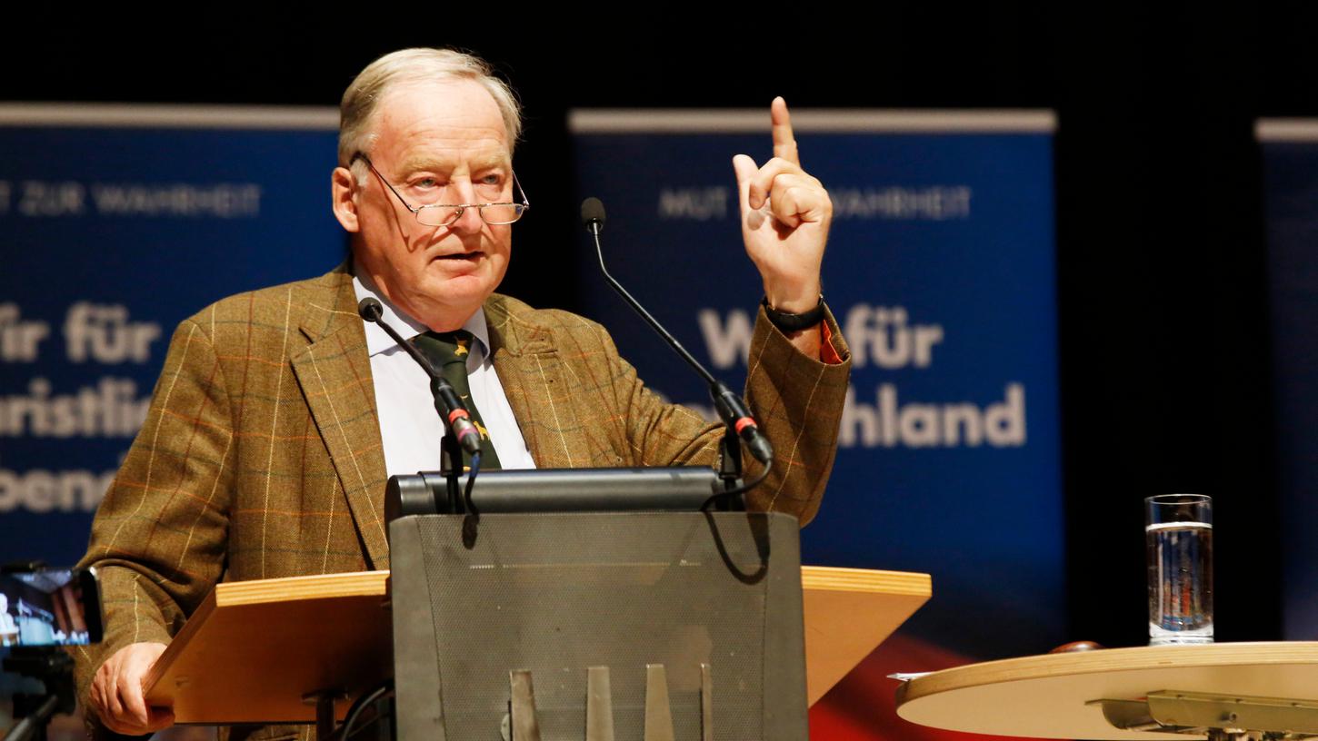 Zum Landesparteitag in Nürnberg kommt auch der AfD-Bundesvorsitzende Alexander Gauland. Zum Landesparteitag in Nürnberg kommt auch der AfD-Bundesvorsitzende Alexander Gauland.