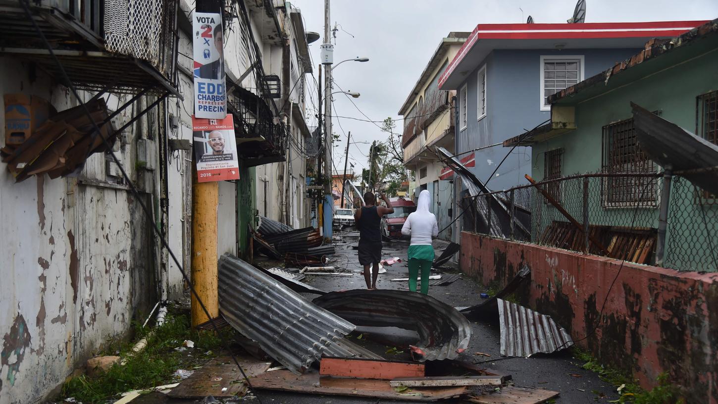 Auch in der Inselhauptstadt San Juan hat Hurrikan "Maria" schwere Schäden angerichtet und ganze Gebäude mit sich gerissen.