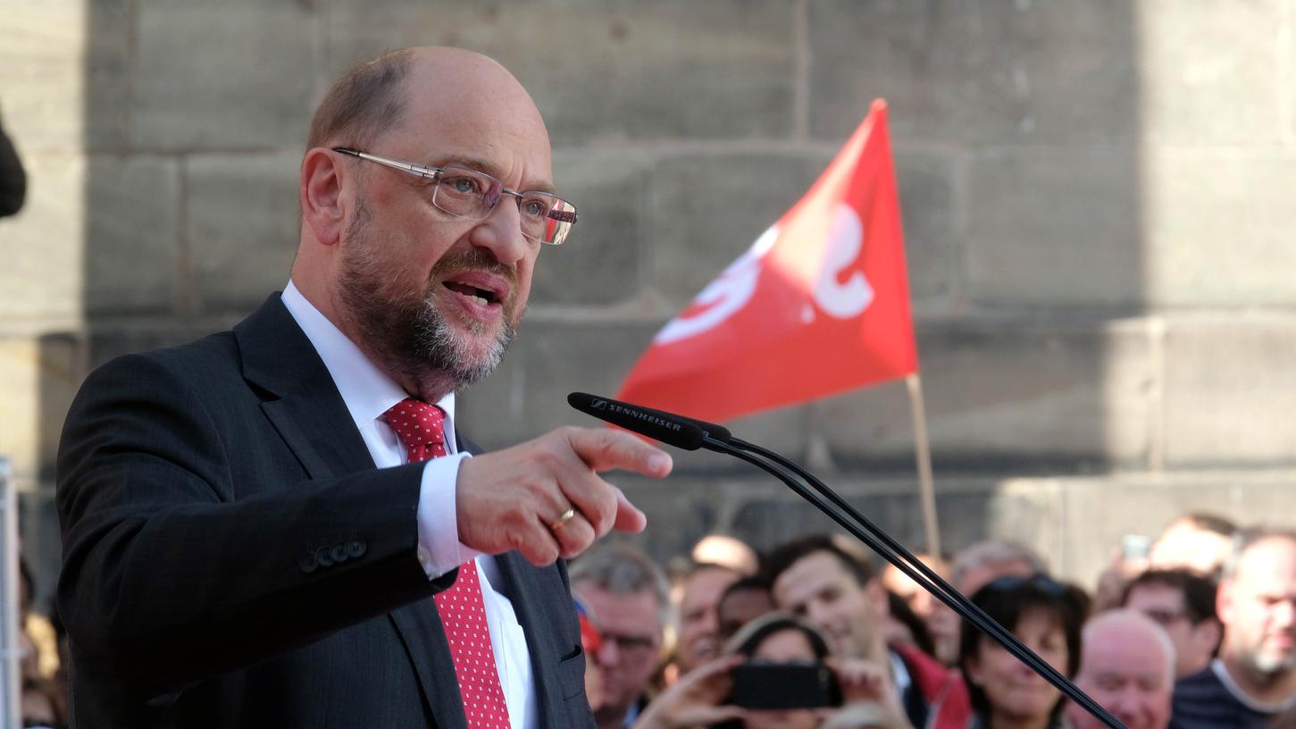 Sein letzter Auftritt vor der Bundestagswahl fand auf dem Nürnberger Jakobsplatz statt: SPD-Kanzlerkandidat Martin Schulz.