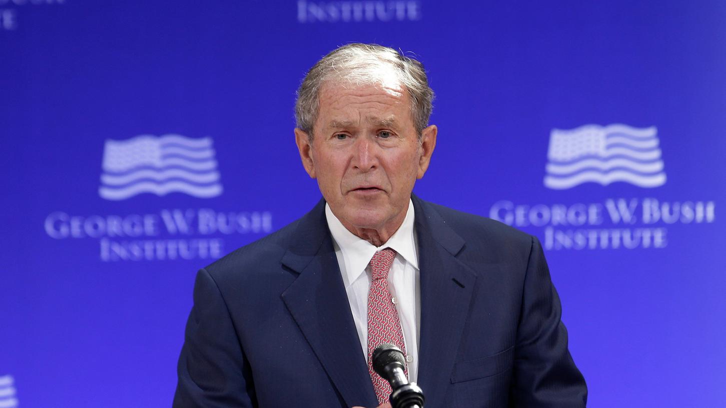 Der ehemalige US-Präsident George W. Bush spricht am 19.10.2017 in einem vom George-W.-Bush-Institut finanzierten Forum in New York (USA).