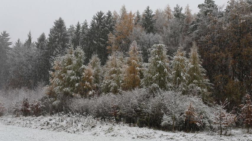 Romantische Landschaft: Erster Schnee rund um Forchheim