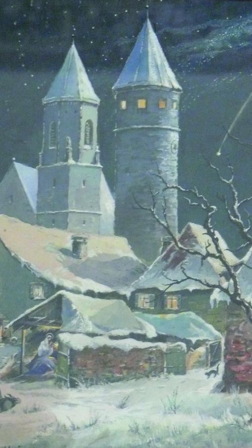 Der Kunstmaler Michl Hertlein hat der Nachwelt zahlreiche Bilder aus Gunzenhausen und der Region hinterlassen. Auch seine "Winterlandschaften" aus Gunzenhausen sind bei Sammlern begehrte Motive. Hier sind der Färberturm und die Stadtkirche zu sehen.