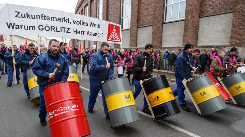 Görlitz ist eines der Werke, das auf der Schließungsliste steht. Tausende gingen im November 2017 aus Protest auf die Straße.