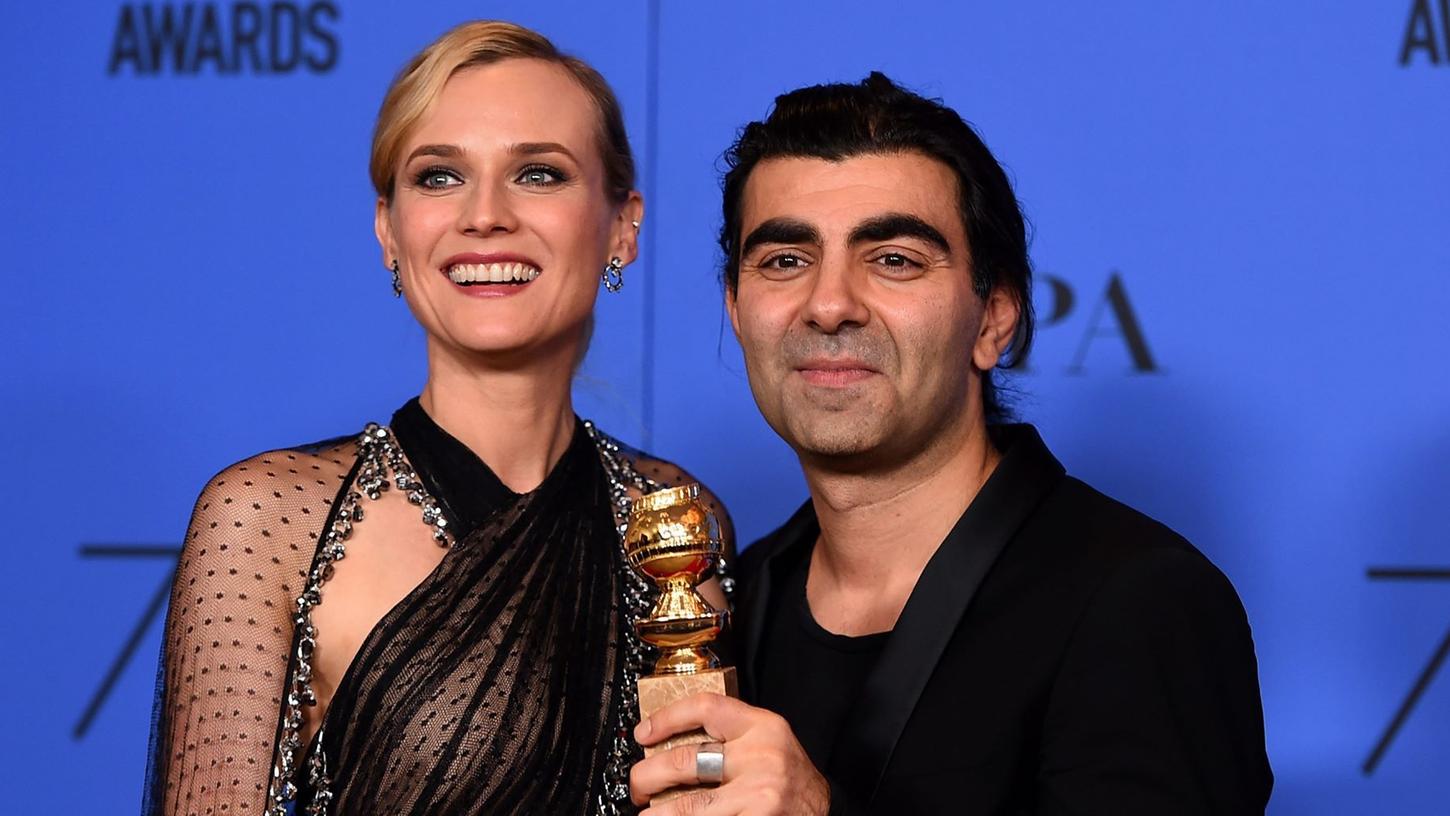 Diane Kruger und Fatih Akin freuen sich über den Golden Globe für Akins Film "Aus dem Nichts".