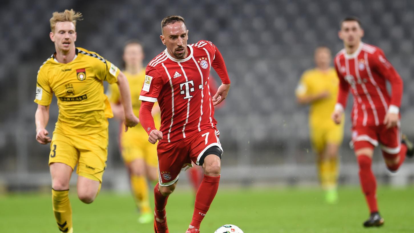 Franck Ribery im Vorwärtsgang! Der Bayern-Star schoss am Dienstag gegen Großaspach drei Tore selbst und legte eines vor.