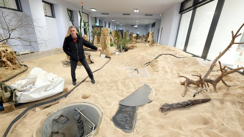 Hell, trocken und sandig ist es im komplett sanierten Wüstenhaus des Tiergartens. Direktor Dag Encke erklärt, dass das einstige Flusspferdhaus energetisch total saniert wurde.