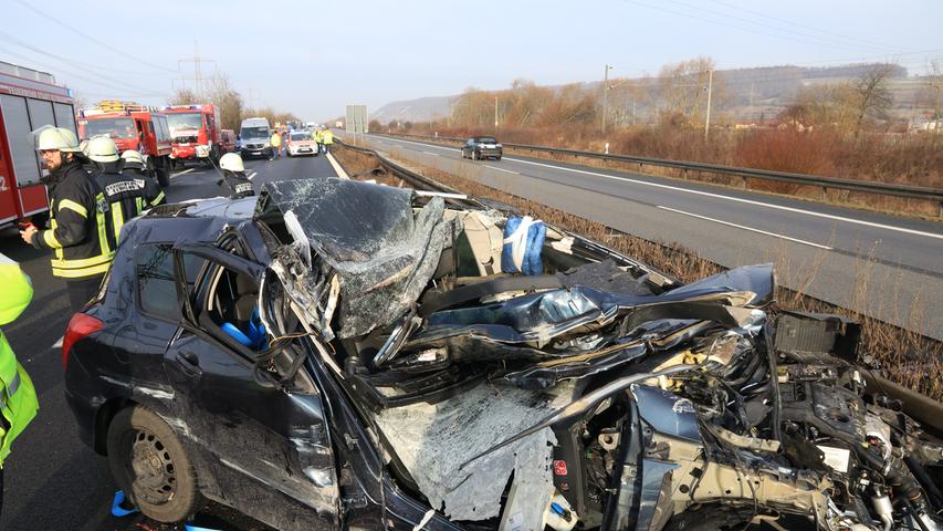 Auffahrunfall auf der A70: Autofahrer schwer verletzt