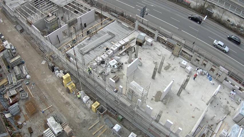 Bild von der Live-Webcam auf die Baustelle Aparthotel Forchheim in der Bayreuther Straße...Foto: Projekt Bauart