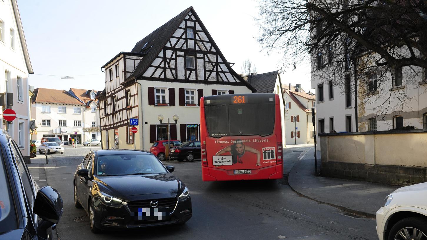 Der Blick von der Hornschuchallee in Richtung Marktplatz in Forchheim.