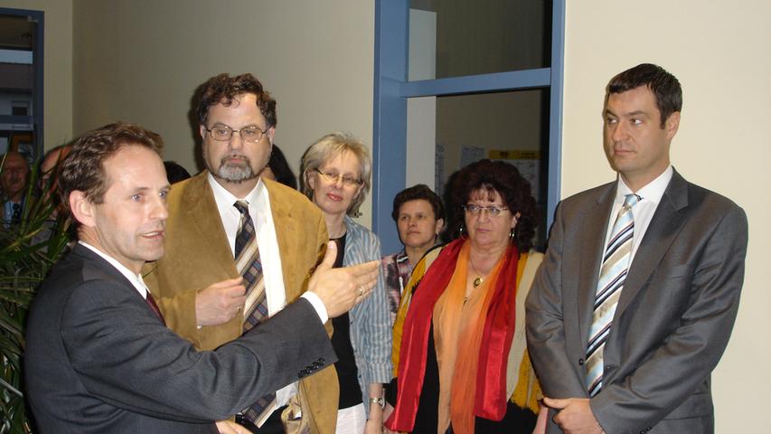 In ERH im Jahr 2005: Auf Einladung der Kreisvorsitzenden Christa Matschl wohnte CSU-Generalsekretär Markus Söder der Kreisvorstandssitzung in den Räumlichkeiten der ProLeiT AG bei. Links Firmeninhaber Wolfgang Ebster.