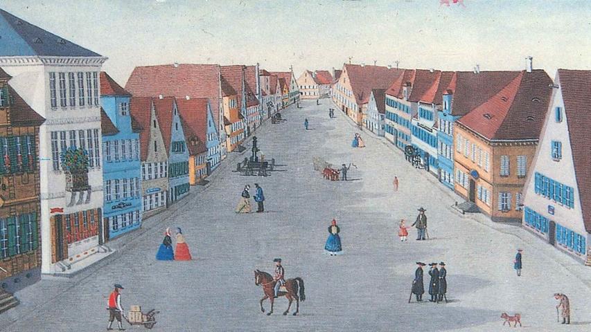 So sah der untere Marktplatz um 1860 aus, gezeichnet von Gustav Lindner.