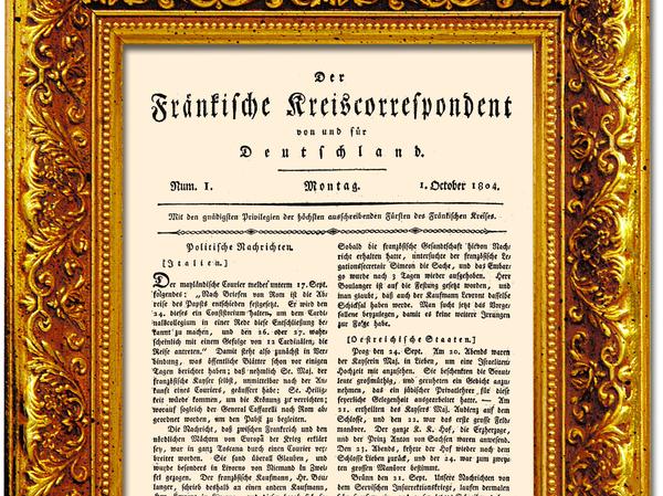 "Der Fränkische Kreiscorrespondent von und für Deutschland" war kleiner als die heutige NZ, umfasste nur vier Seiten und Bilder gab es gar keine.