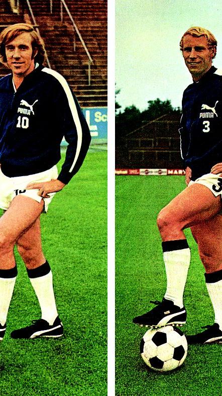 Zwei spätere deutsche Weltmeister sorgten in den 1970er Jahren für Borussia Mönchengladbachs "Fohlen" für Furore: Günter Netzer (links) und Berti Vogts.
