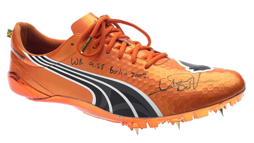 Niemals ist jemand schneller gelaufen als in diesen Schuhen. 9,58 Sekunden über 100 Meter gelangen Usain Bolt im Jahr 2009 bei der Leichtathletik-WM in Berlin.