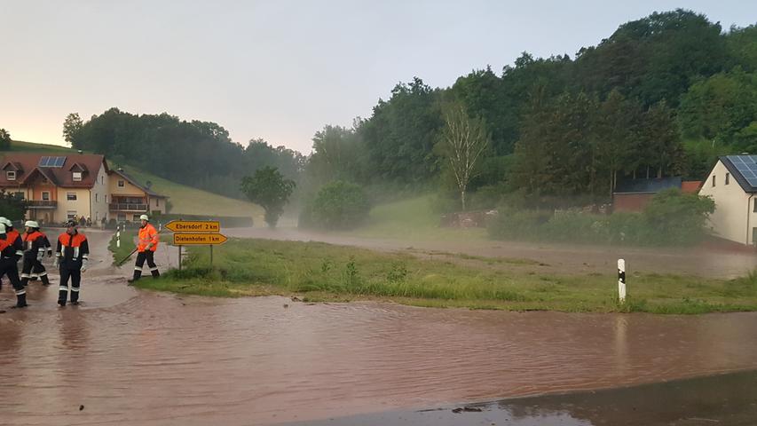 Starkregen wütet in Mittelfranken, Oberfranken und der Oberpfalz