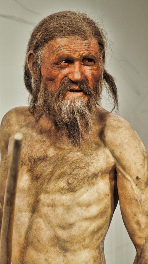 Dort liegt im Archäologischen Museum die Mumie von Ötzi - hier eine Wachsnachbildung, wie der Mann aus dem Eis ausgeschaut haben dürfte.