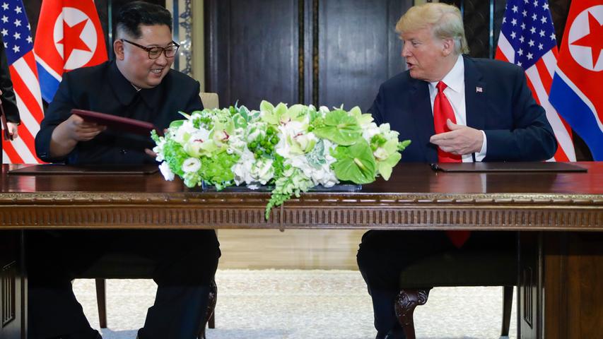 Treffen in Singapur: Ein Lächeln zwischen Trump und Kim