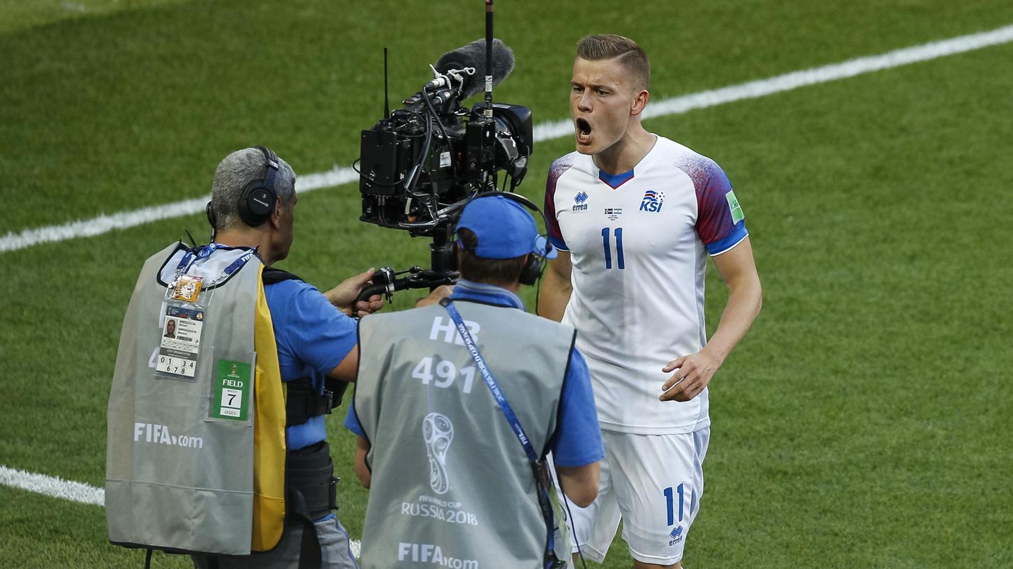 Alfred Finnbogason beim Torjubel nach seinem Treffer zum 1:1 im WM-Spiel der Isländer gegen Argentinien am vergangenen Samstag.