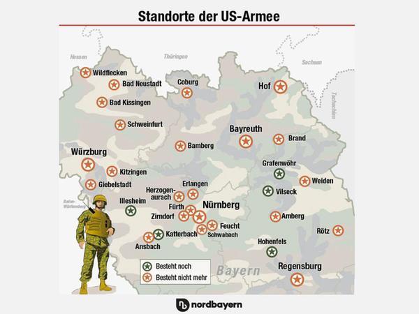 Das sind die ehemaligen und aktuellen Standorte der US-Armee in Franken und der Oberpfalz.
