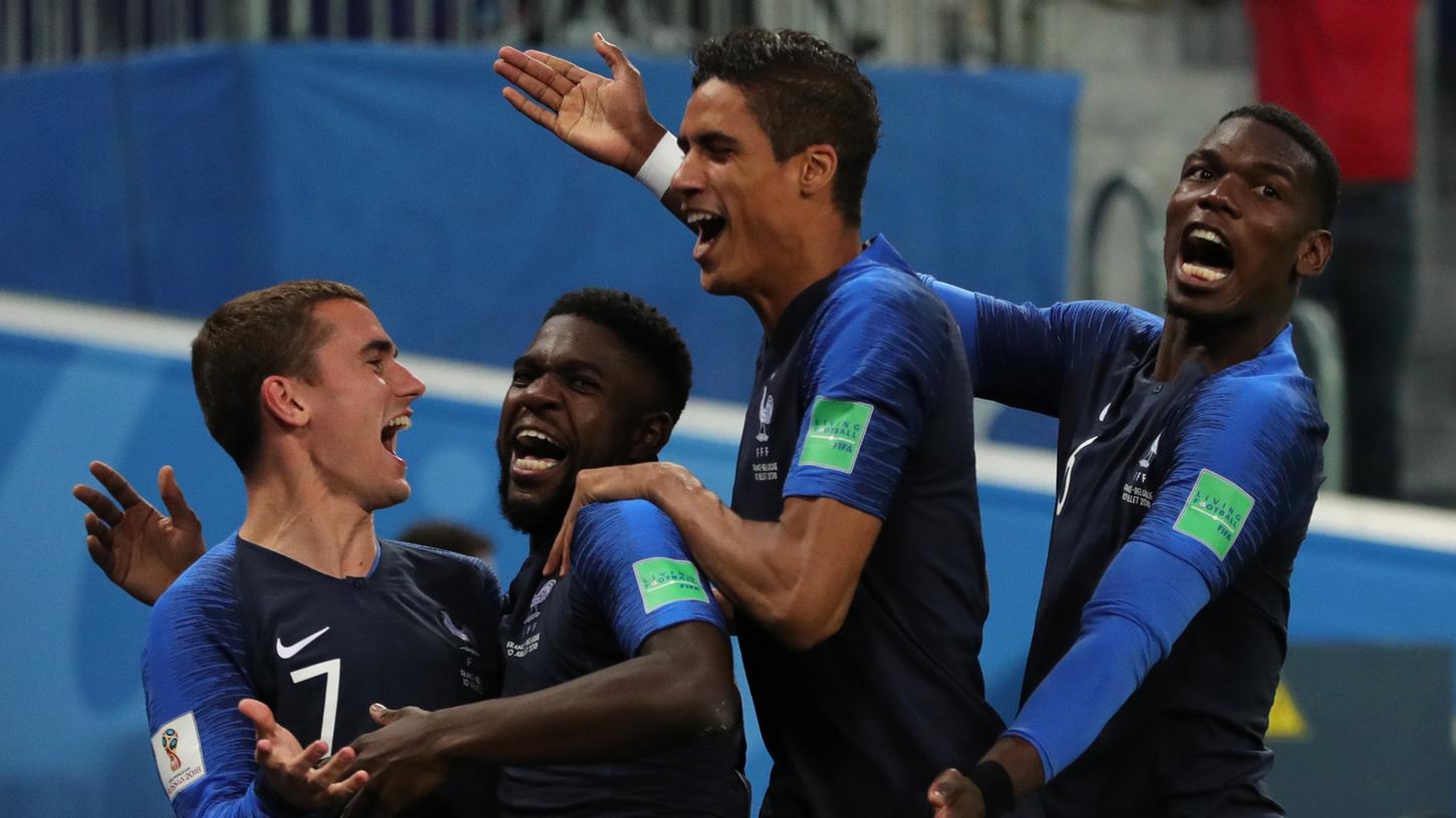 "Les Bleus" jubeln: Mit dem 1:0 gegen Belgien hat sich die französische Nationalmannschaft ins WM-Finale gespielt.