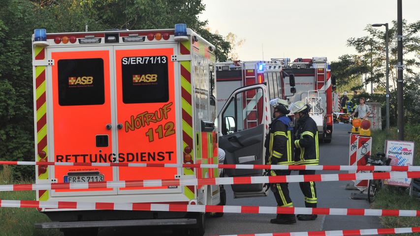 Erlangen: Person brennt auf der Wöhrmühlbrücke