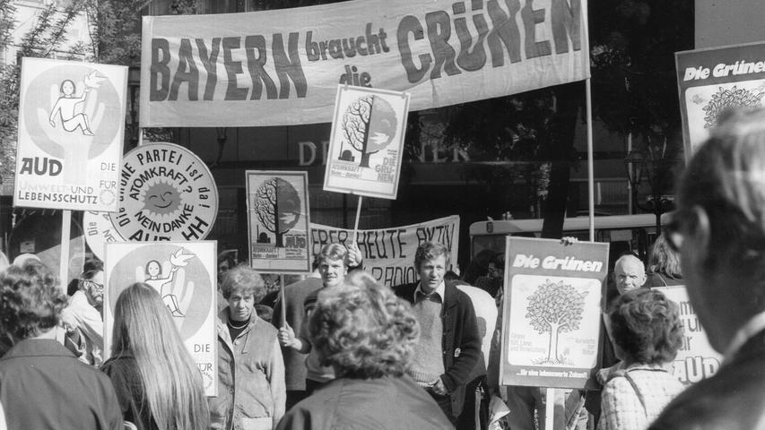 Ein frühes Dokument der Grünen: 1978, zwei Jahre vor der Parteigründung, stellten sie ihre politischen Ziele in Nürnberg vor. 1982 verpassten sie den Einzug in den Landtag knapp, der ihnen dann aber 1986 gelang.