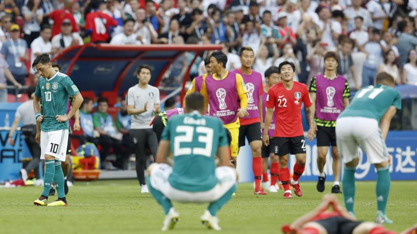 27. Juni: Gegen Südkorea ist Özil wieder in der Startelf, kann das 0:2 und das erstmalige WM-Vorrundenaus eines DFB-Teams aber trotz guter Leistung nicht verhindern. Gündogan ist nur Zuschauer.