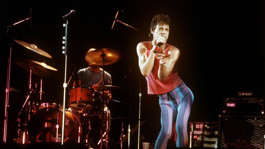 Mick Jagger bei einem Konzert 1982 in der Frankfurter Festhalle.