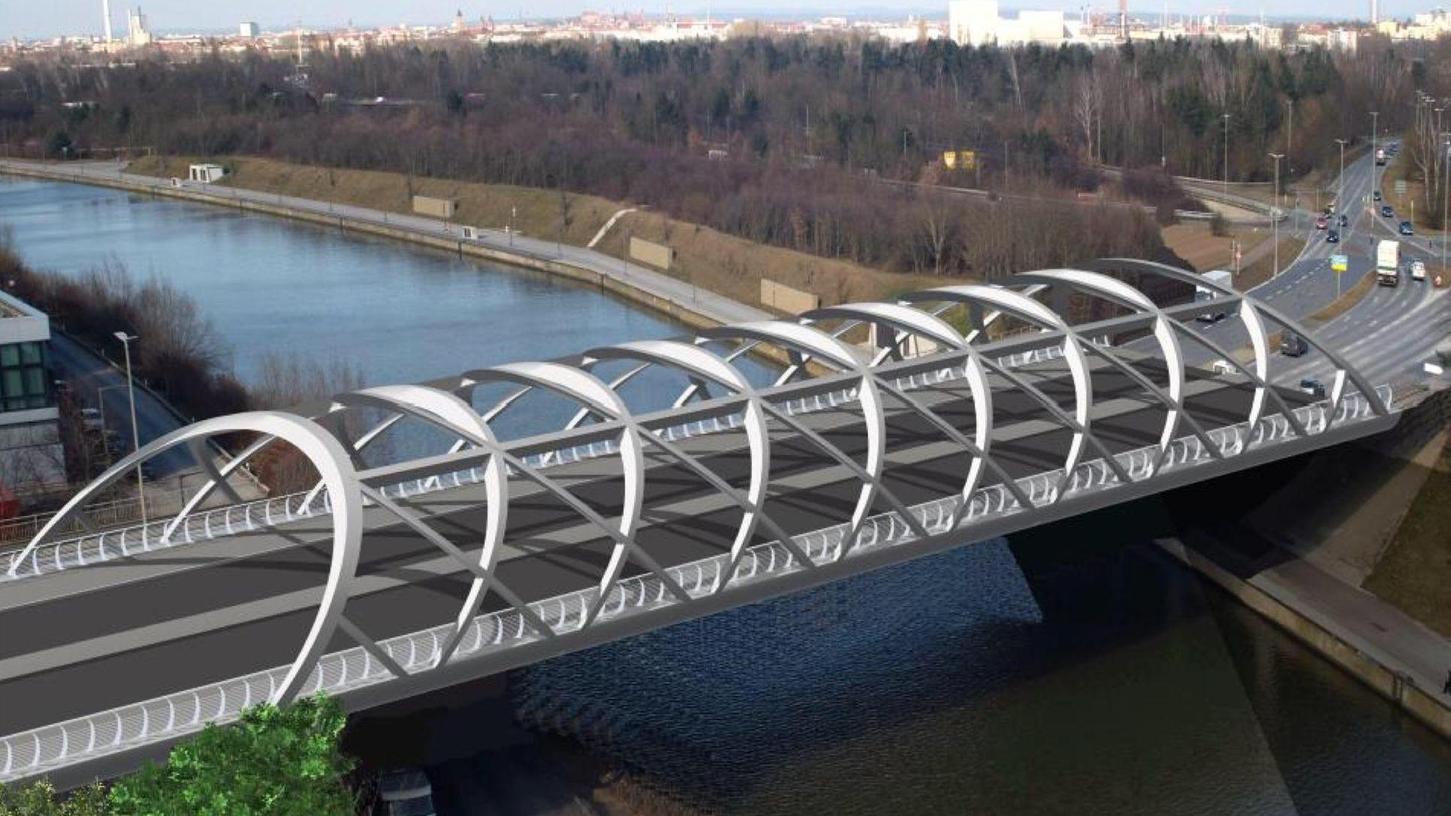 So sollen die beiden Hafenbrücken einmal aussehen: Ein Stahlgeflecht ummantelt die Brücken. Den Stadträten gefällt es, sie stimmten mehrheitlich für diese Variante.