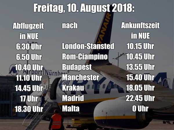 Ryanair-Streik: 14 Flüge von und nach Nürnberg betroffen