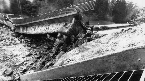 Als Verkehrsprojekt Deutsche Einheit wurde die A9 nach der Öffnung der Grenzen durchgehend sechsspurig ausgebaut. Dabei wurde nicht nur die Trasse verbreitert, auch zahlreiche Brückenbauwerke mussten neu errichtet werden. 110 Kilogramm explodierender Sprengstoff ließen so im Jahr 1990 eine Autobahnbrücke zwischen den Anschlussstellen Veldensteiner Forst und Plech auf der A9 Nürnberg-Berlin in sich zusammenfallen.