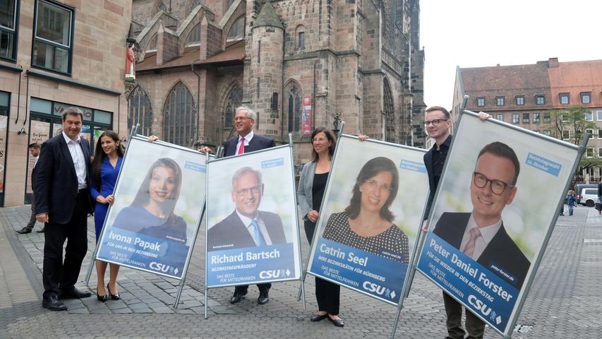 An der Bezirkstagswahl nehmen für die CSU Nürnberg Ivona Papak, Richard Bartsch, Catrin Seel und Peter Daniel Forster (v.l.) teil.