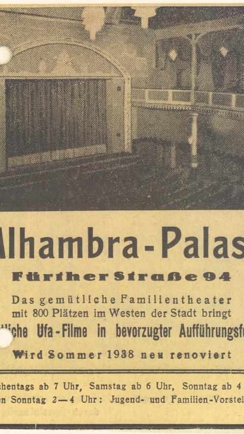 Das Lichtspielhaus, das später unter dem Namen Alhambra-Palast firmierte, war vom Ende des Ersten Weltkriegs bis zur Schließung 1967 ein fester Bestandteil der Nürnberg Kino-Szene.