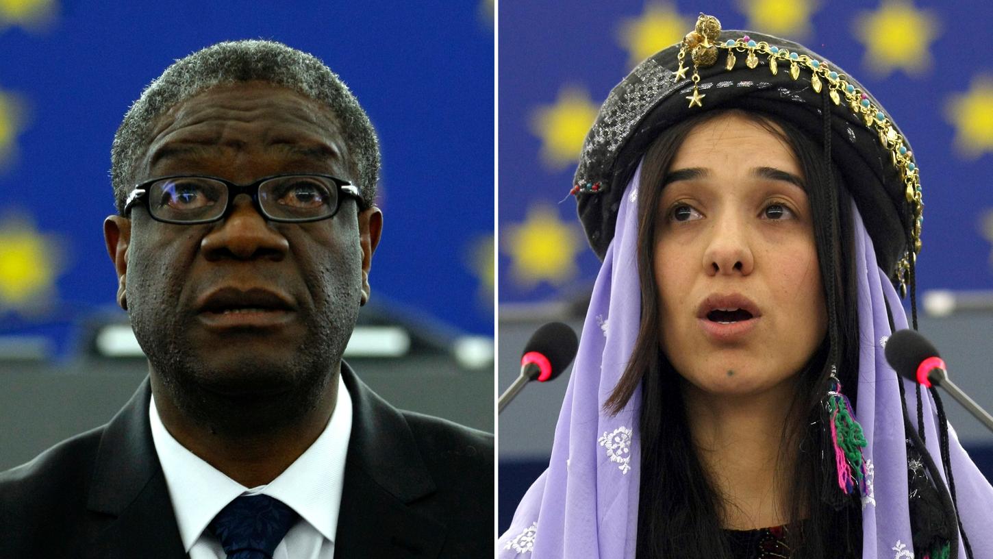 Der Gynäkologen Denis Mukwege (l.) aus der Demokratischen Republik Kongo und die irakische Menschenrechtsaktivistin Nadia Murad erhalten den Friedensnobelpreis.