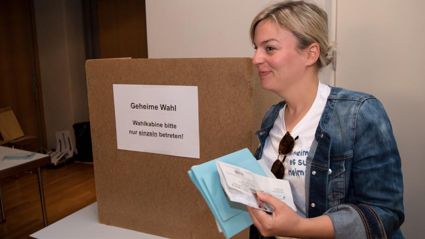 München: Katharina Schulze, Spitzenkandidatin von Bündnis 90/Die Grünen, gab ihre Stimme in der bayerischen Landeshauptstadt ab.