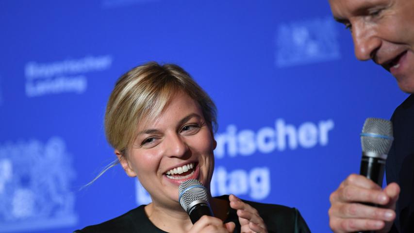 Große Freude bei den Grünen: "Natürlich wollen wir Verantwortung für dieses schöne Land übernehmen", sagte die bayerische Parteivorsitzende Katharina Schulze.