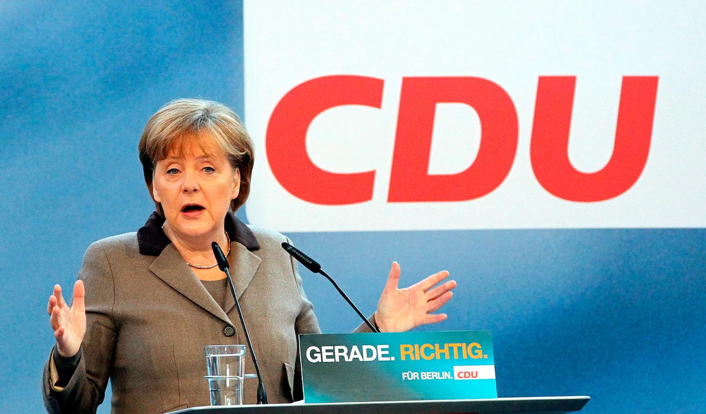 Bundeskanzlerin Merkel beim Wahlkampf in Berlin. In Bayern tritt ihre Partei nicht an, hier hält bei Bundestagswahlen ausschließlich die CSU die Stellung für die Union.